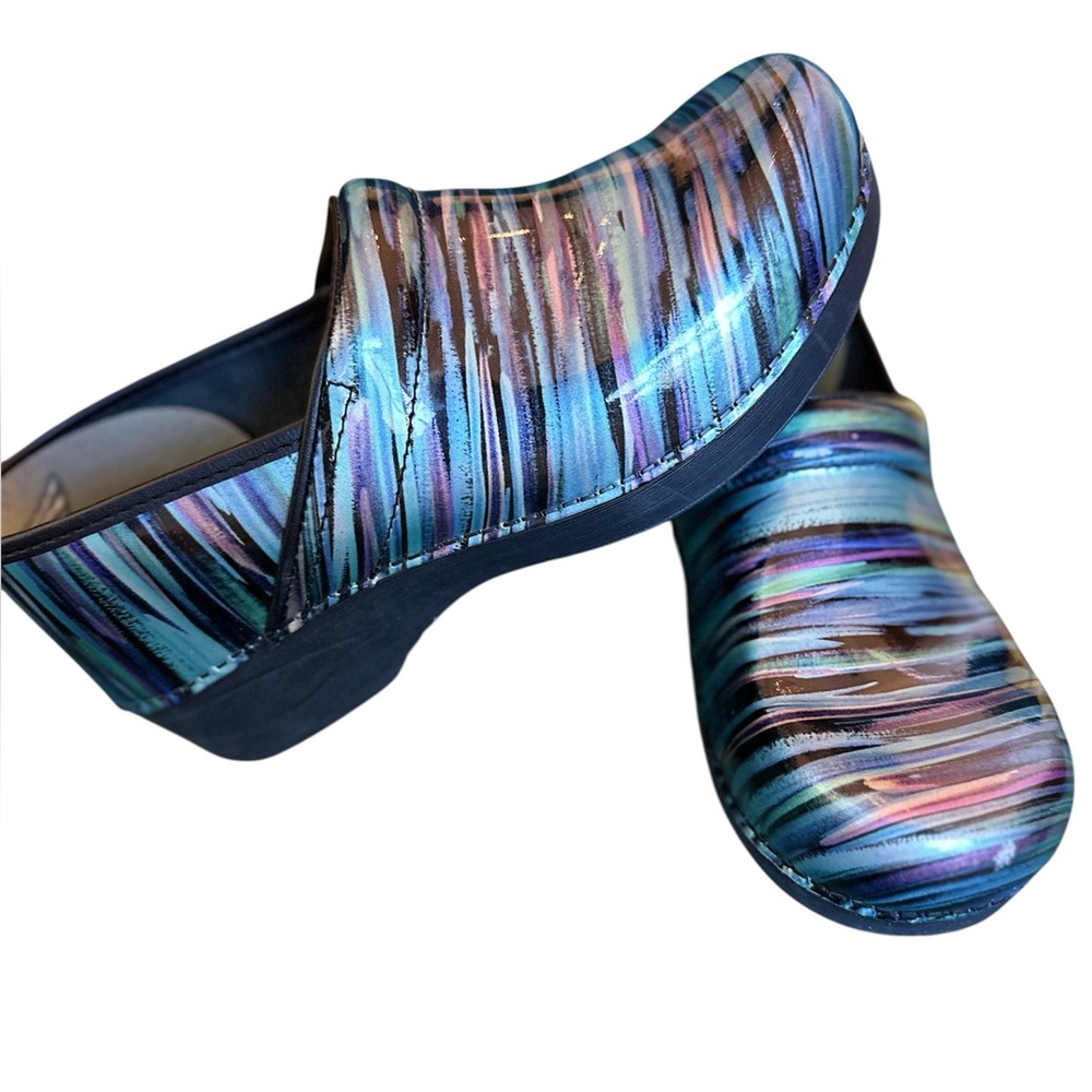 Dansko Women’s Clog Teal Black Striped Size EU 41 Workwear Medical Professional